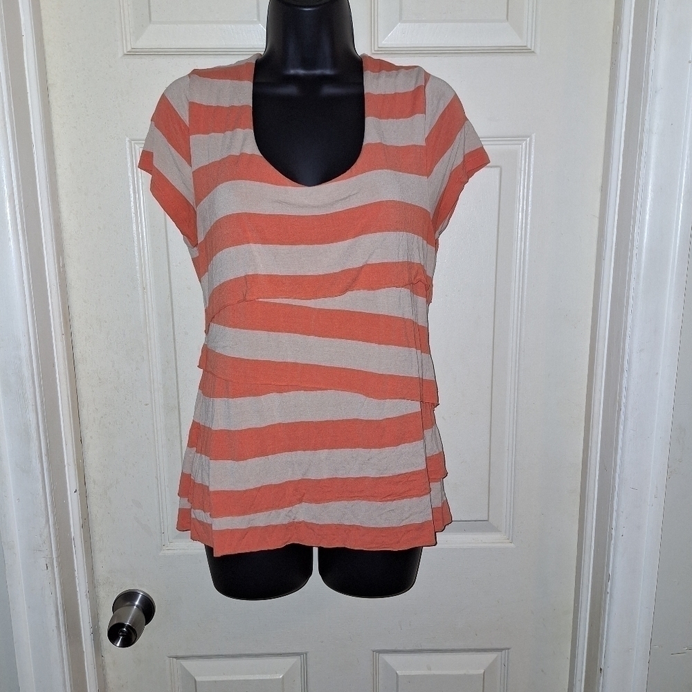 Vince camuto layers striped blouse large